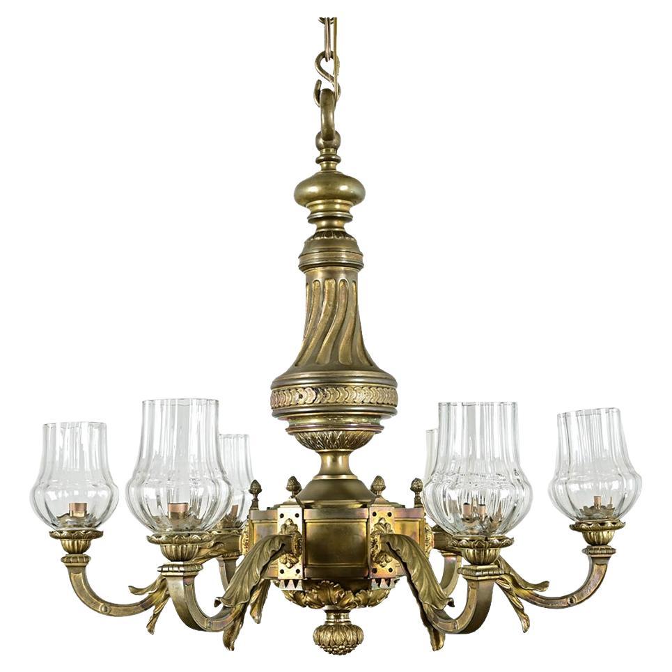 French 19th Century Bronze 
Glass Chandelier For Sale
