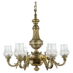 French 19th Century Bronze 
Glass Chandelier