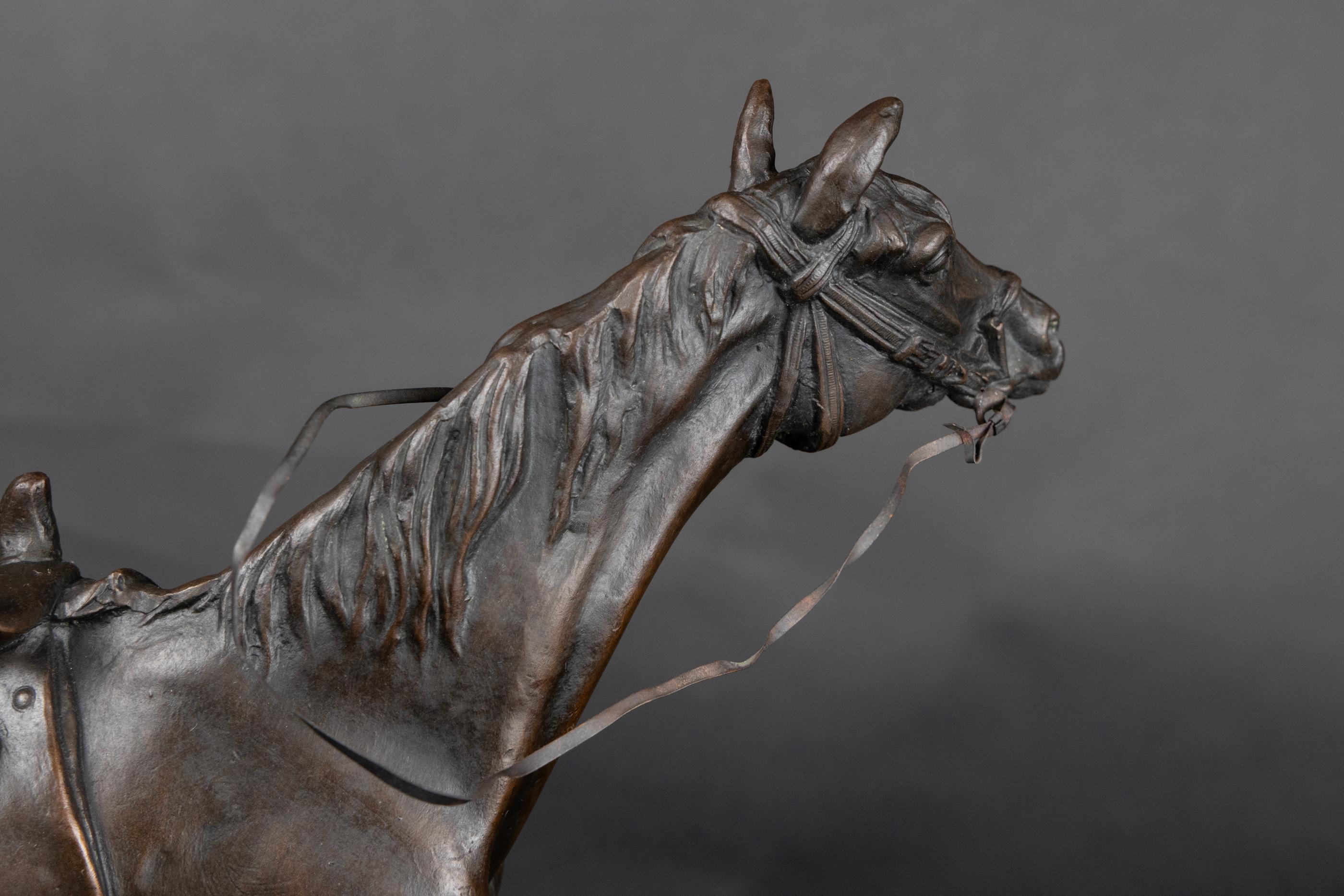 French 19th Century Bronze Horse, Signed J. Moigniez, Mounted on Marble Base For Sale 5