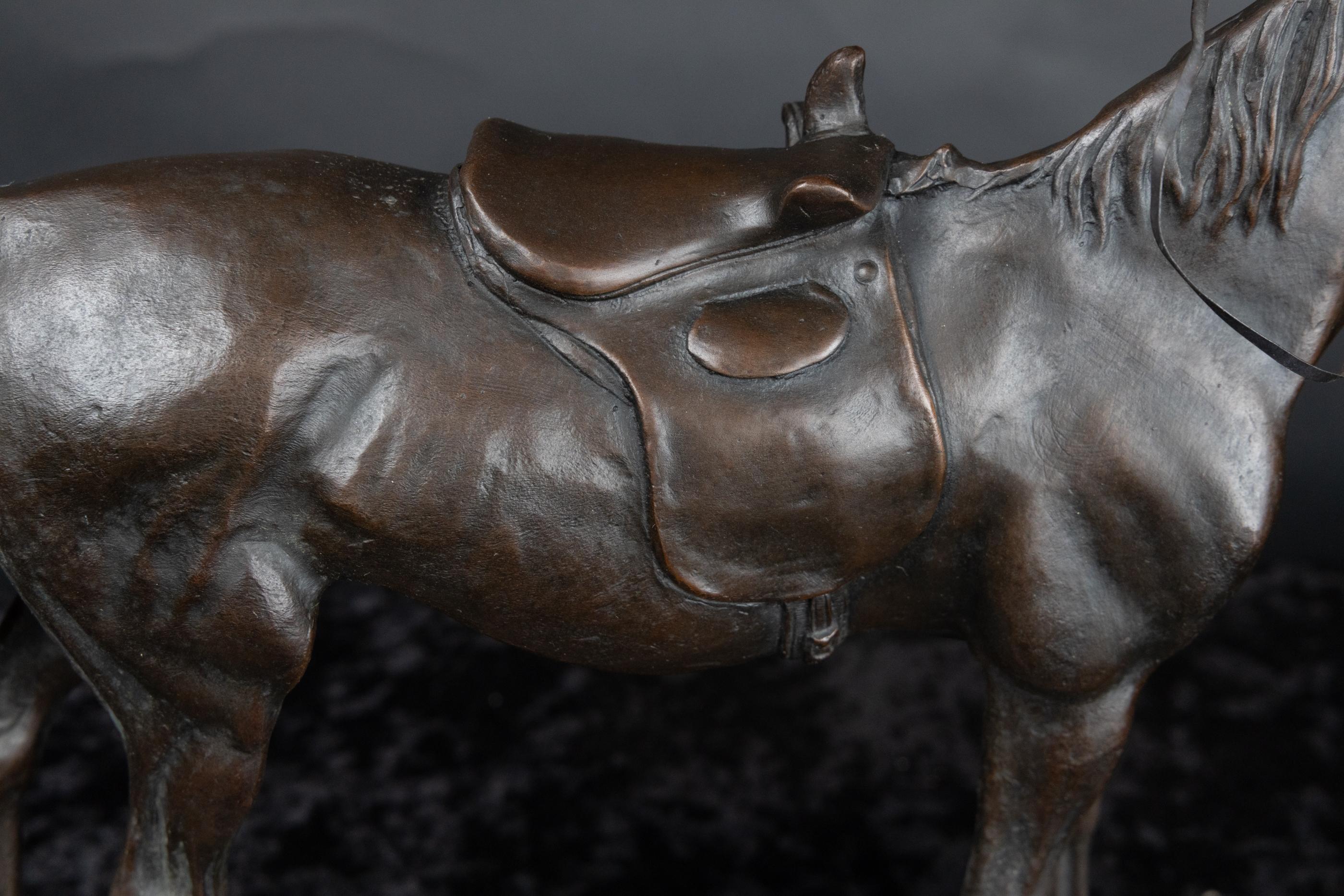 French 19th Century Bronze Horse, Signed J. Moigniez, Mounted on Marble Base For Sale 6