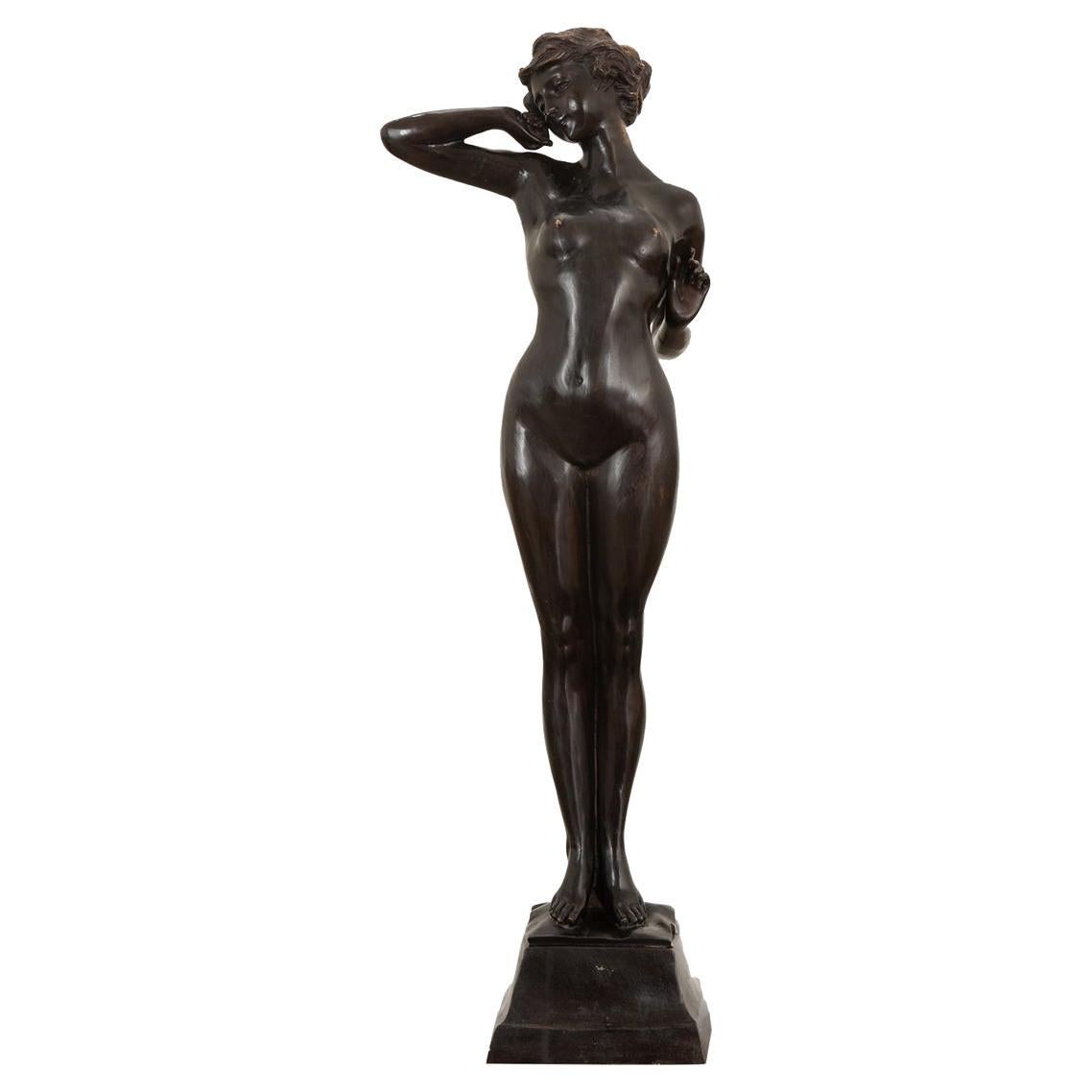 French 19th Century Bronze Nude Statue For Sale