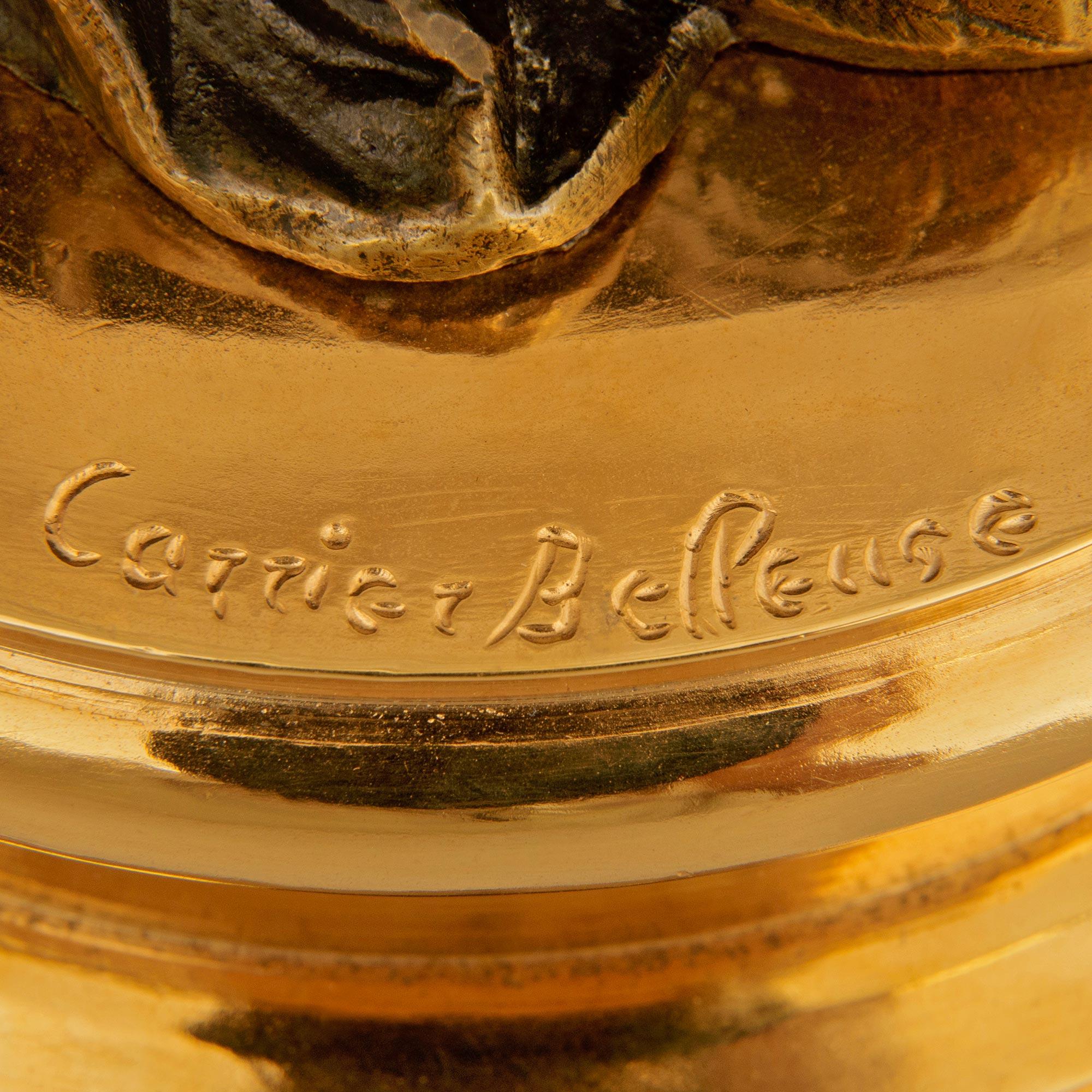 Statue francesi del XIX secolo in bronzo, ormolu e marmo, firmate Carrier Belleuse in vendita 4
