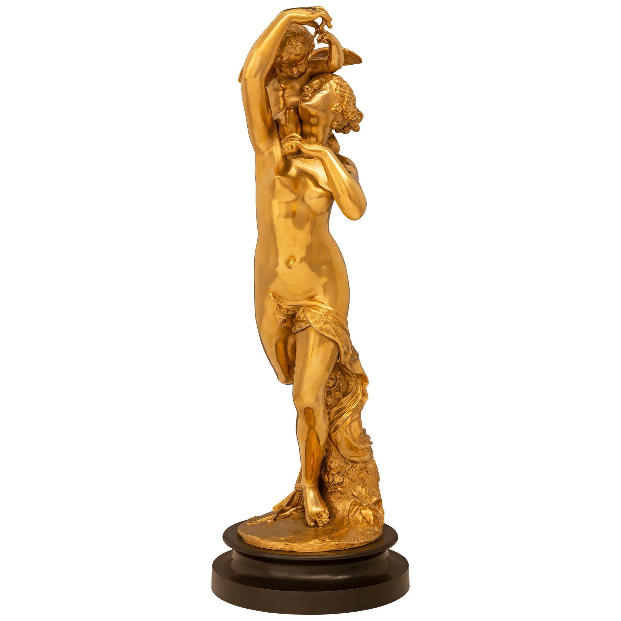 French 19th Century Bronze & Ormolu Statue Allegorie De L'amour Maternel For Sale 6