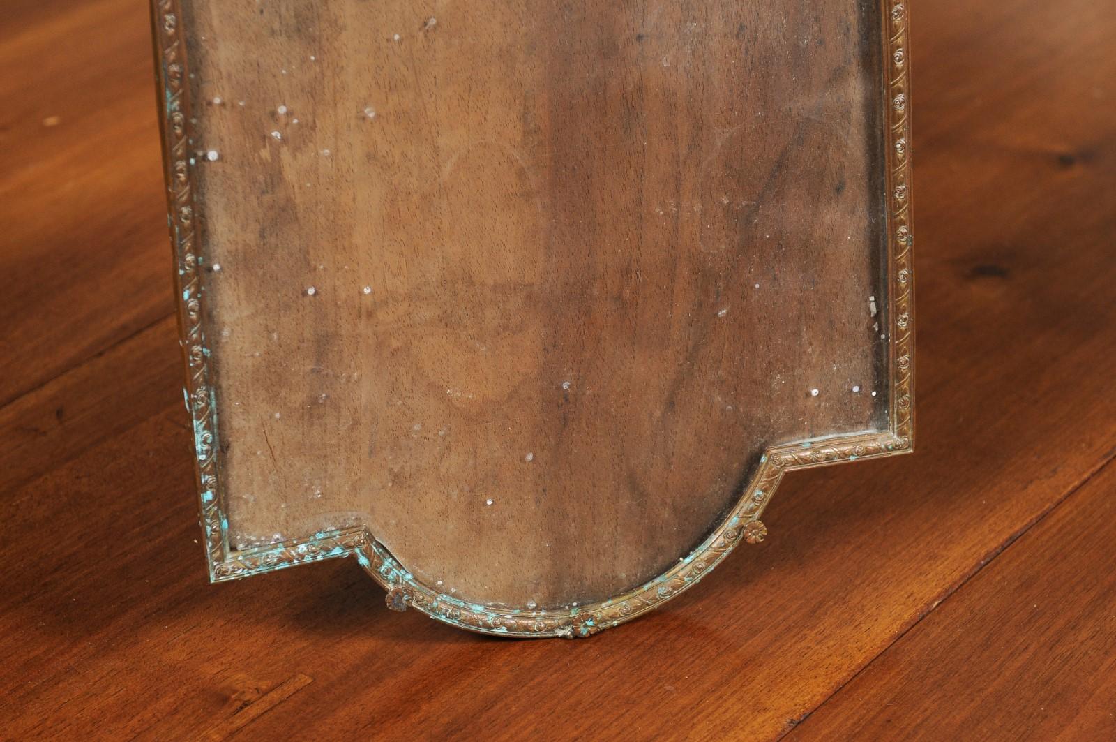 French 19th Century Bronze Picture Frame with Bow Motif and Glass 2