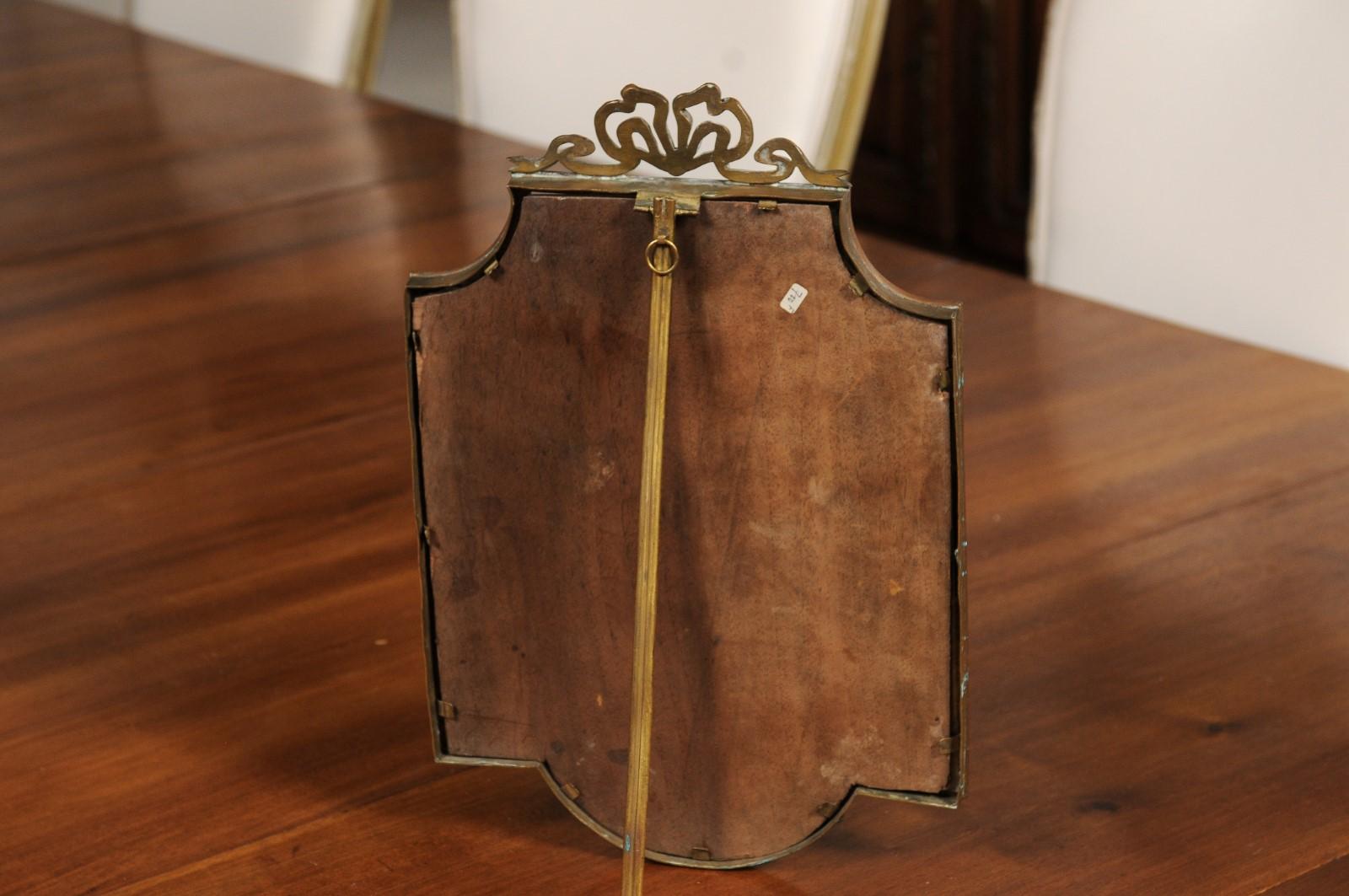 French 19th Century Bronze Picture Frame with Bow Motif and Glass 3