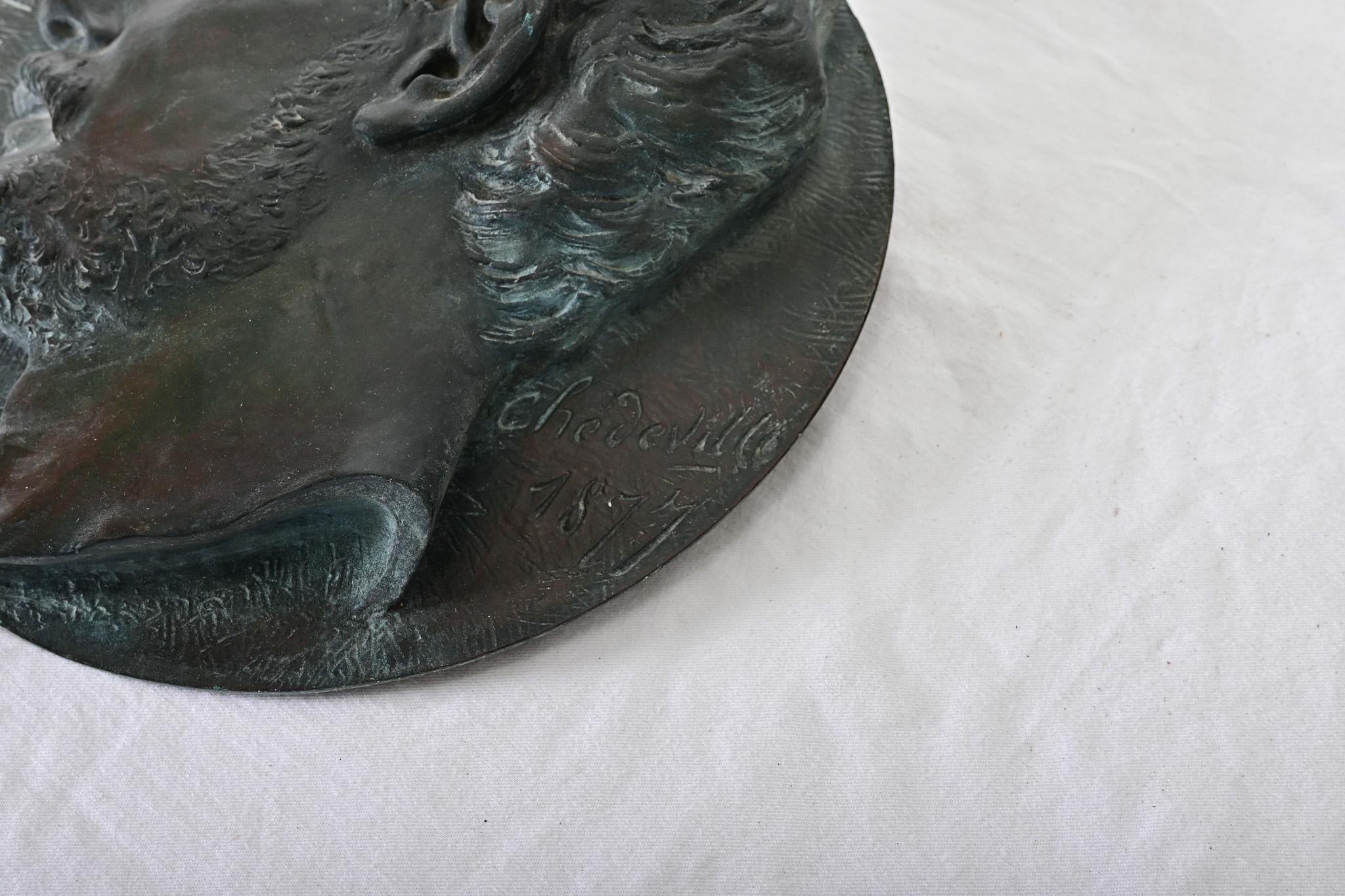 French 19th Century Bronze Plaque by Chédeville In Good Condition For Sale In Baton Rouge, LA