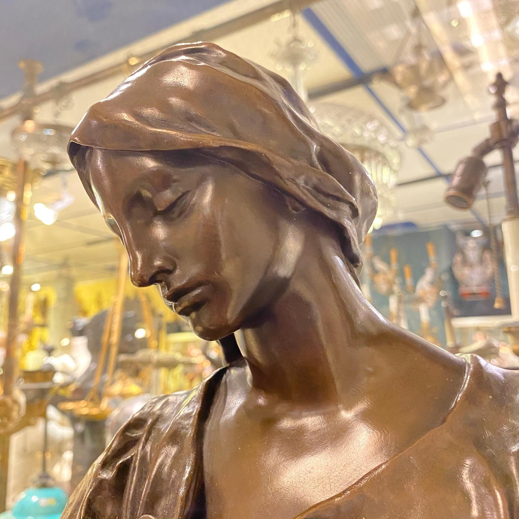 French 19th Century Bronze Sculpture After Paul Dubois Entitled La Charité For Sale 6