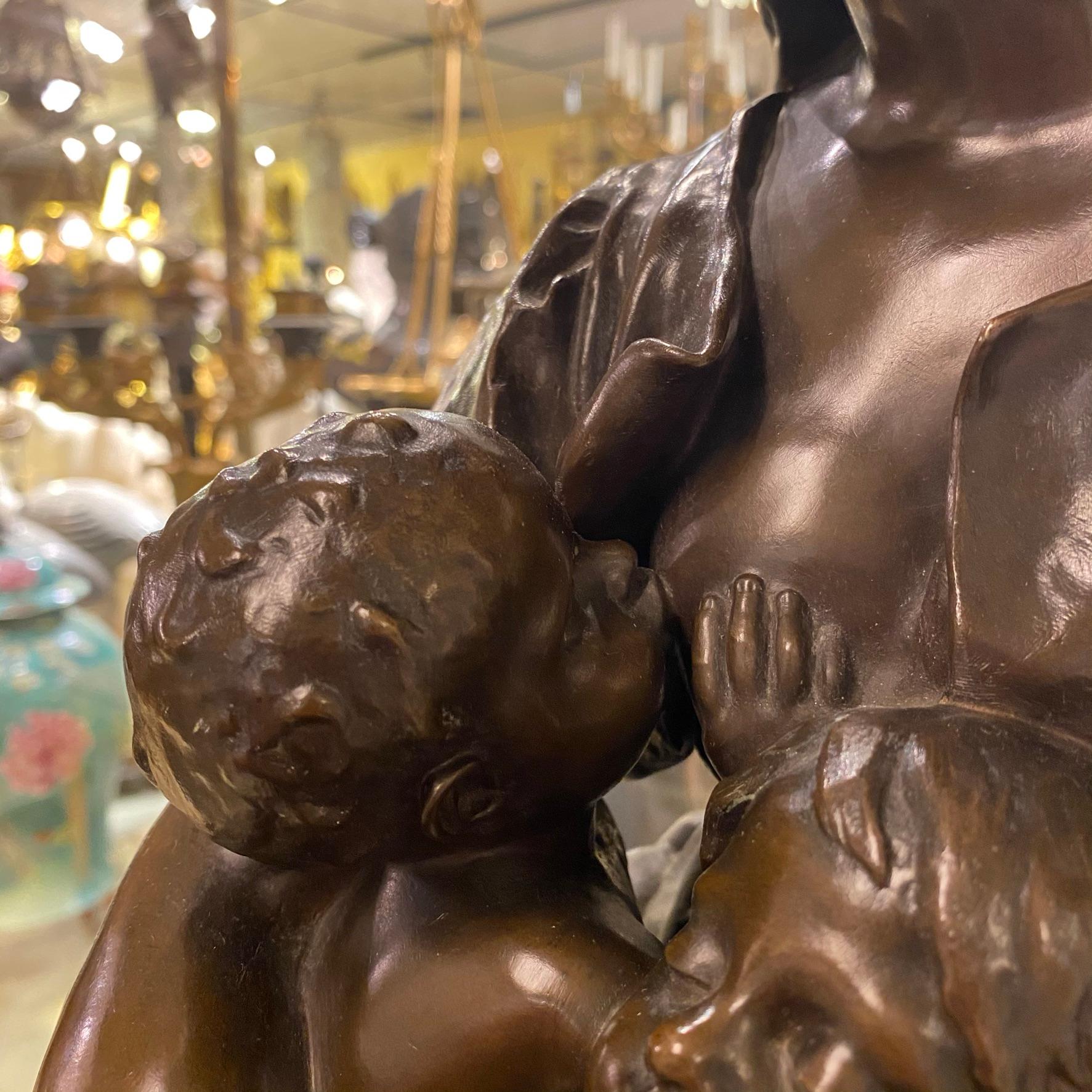 French 19th Century Bronze Sculpture After Paul Dubois Entitled La Charité For Sale 8