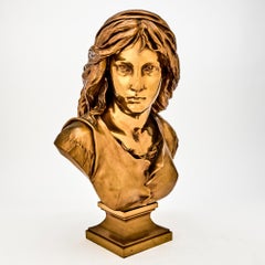 French 19th Century Bronze Sculpture/ Bust Of A Woman, Signed F, Barbedienne