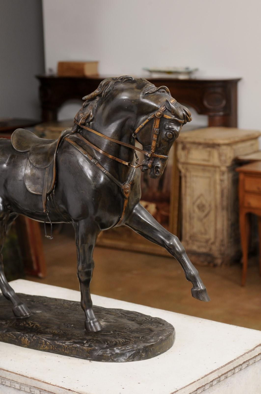 French 19th Century Bronze Sculpture Depicting a Horse with Left Leg Raised 1
