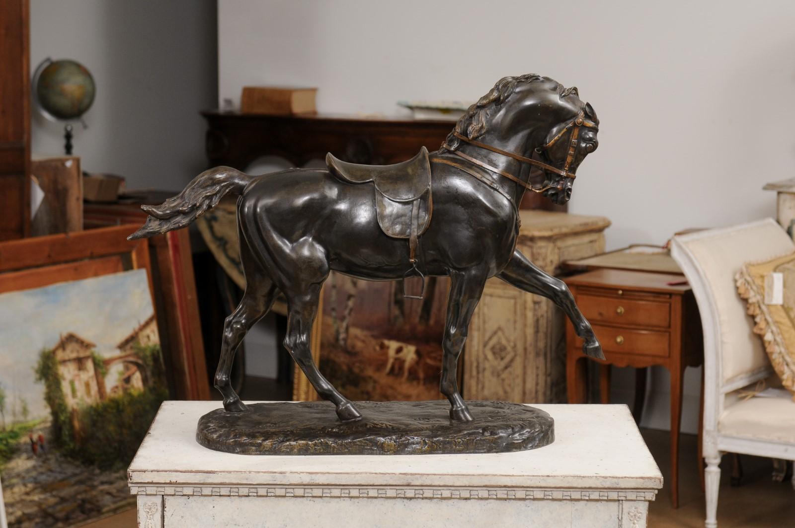 French 19th Century Bronze Sculpture Depicting a Horse with Left Leg Raised 2