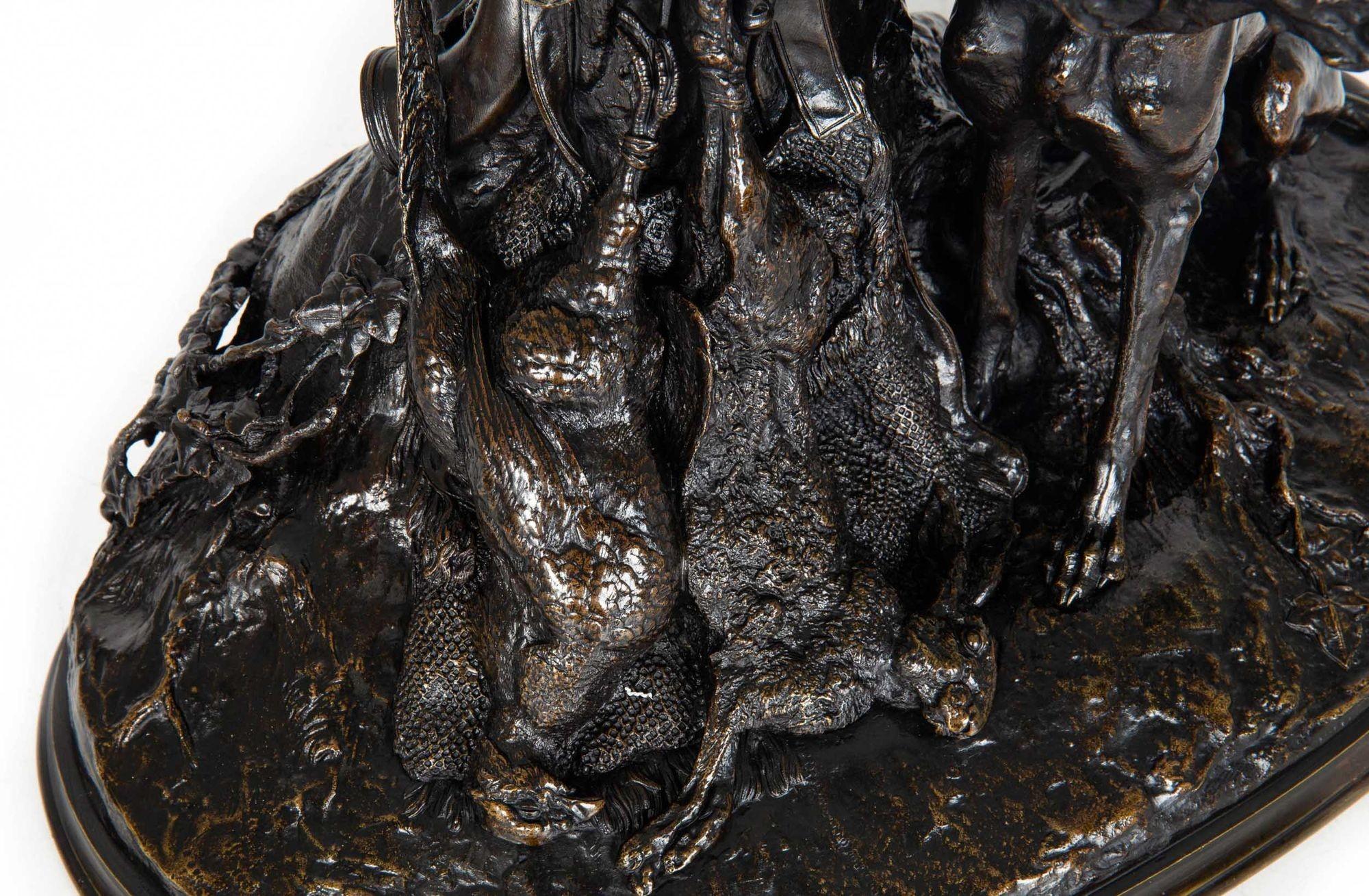 French 19th Century Bronze Sculpture “Gardant du Gibier” by Pierre-Jules Mêne For Sale 7