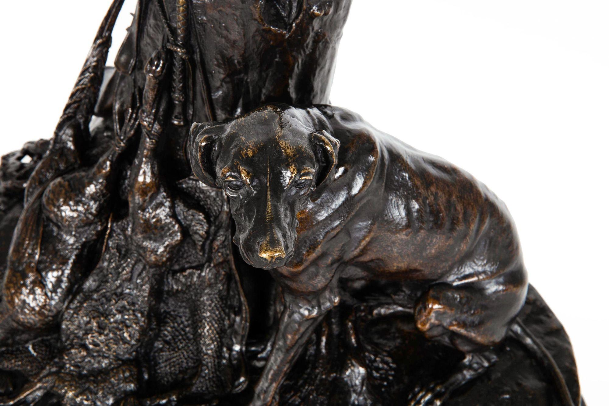 French 19th Century Bronze Sculpture “Gardant du Gibier” by Pierre-Jules Mêne For Sale 9