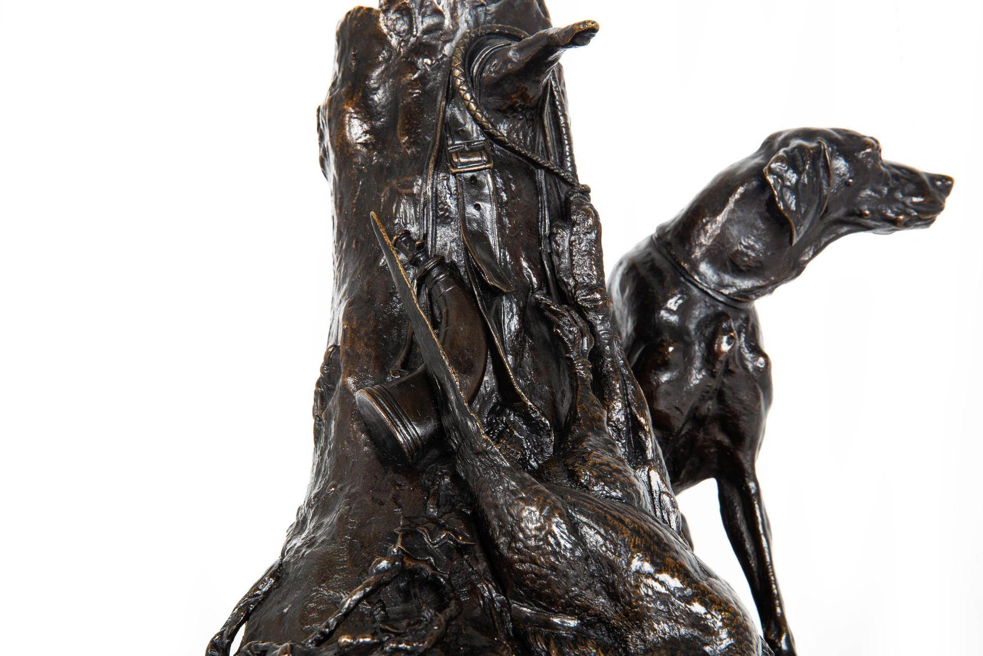French 19th Century Bronze Sculpture “Gardant du Gibier” by Pierre-Jules Mêne For Sale 13