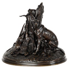 French 19th Century Bronze Sculpture “Gardant du Gibier” by Pierre-Jules Mêne