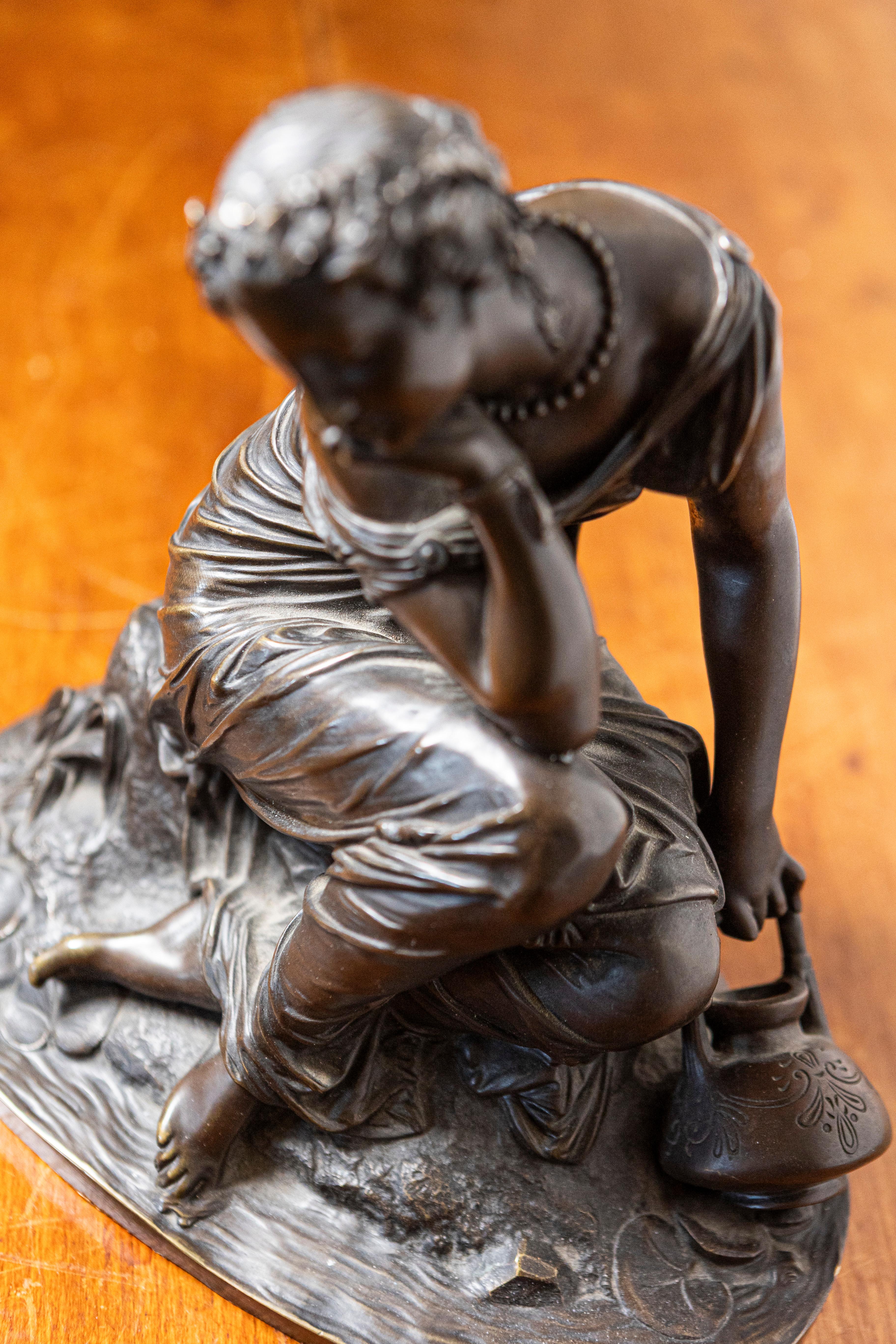 French 19th Century Bronze Sculpture of a Maiden with a Jug by Schoenewerk 6
