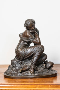 French 19th Century Bronze Sculpture of a Maiden with a Jug by Schoenewerk