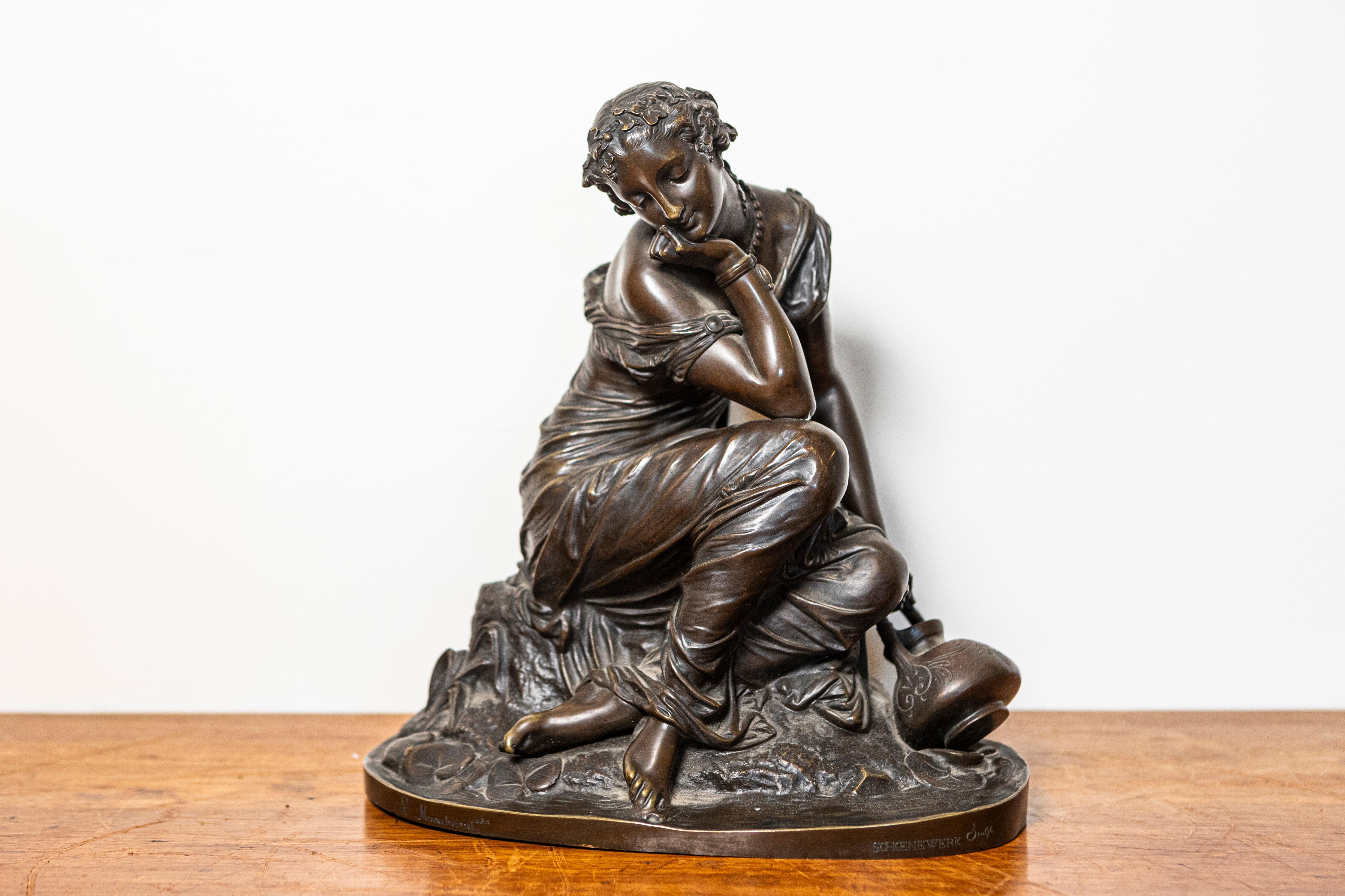 French 19th Century Bronze Sculpture of a Maiden with a Jug by Schoenewerk In Good Condition In Atlanta, GA
