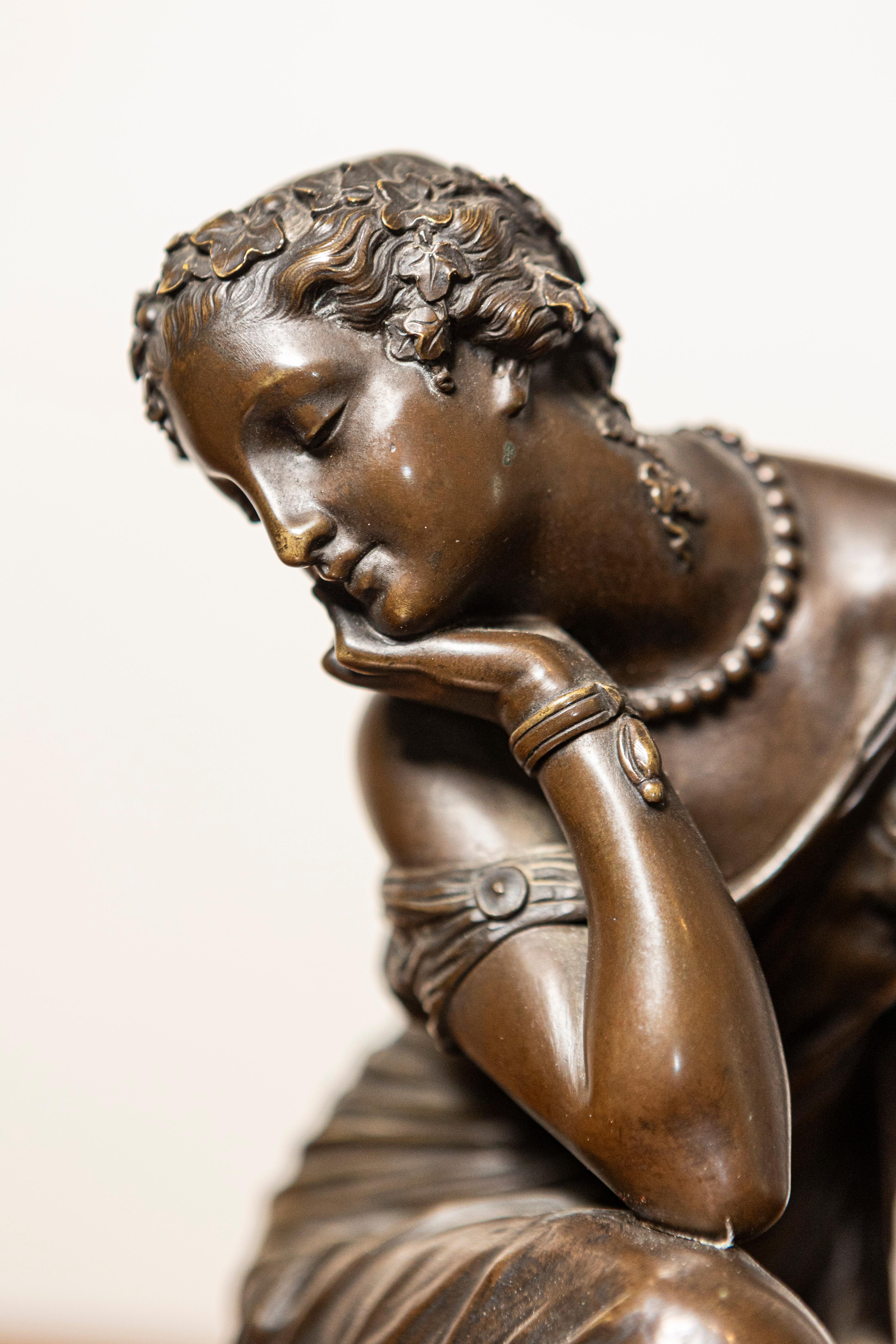 French 19th Century Bronze Sculpture of a Maiden with a Jug by Schoenewerk 3