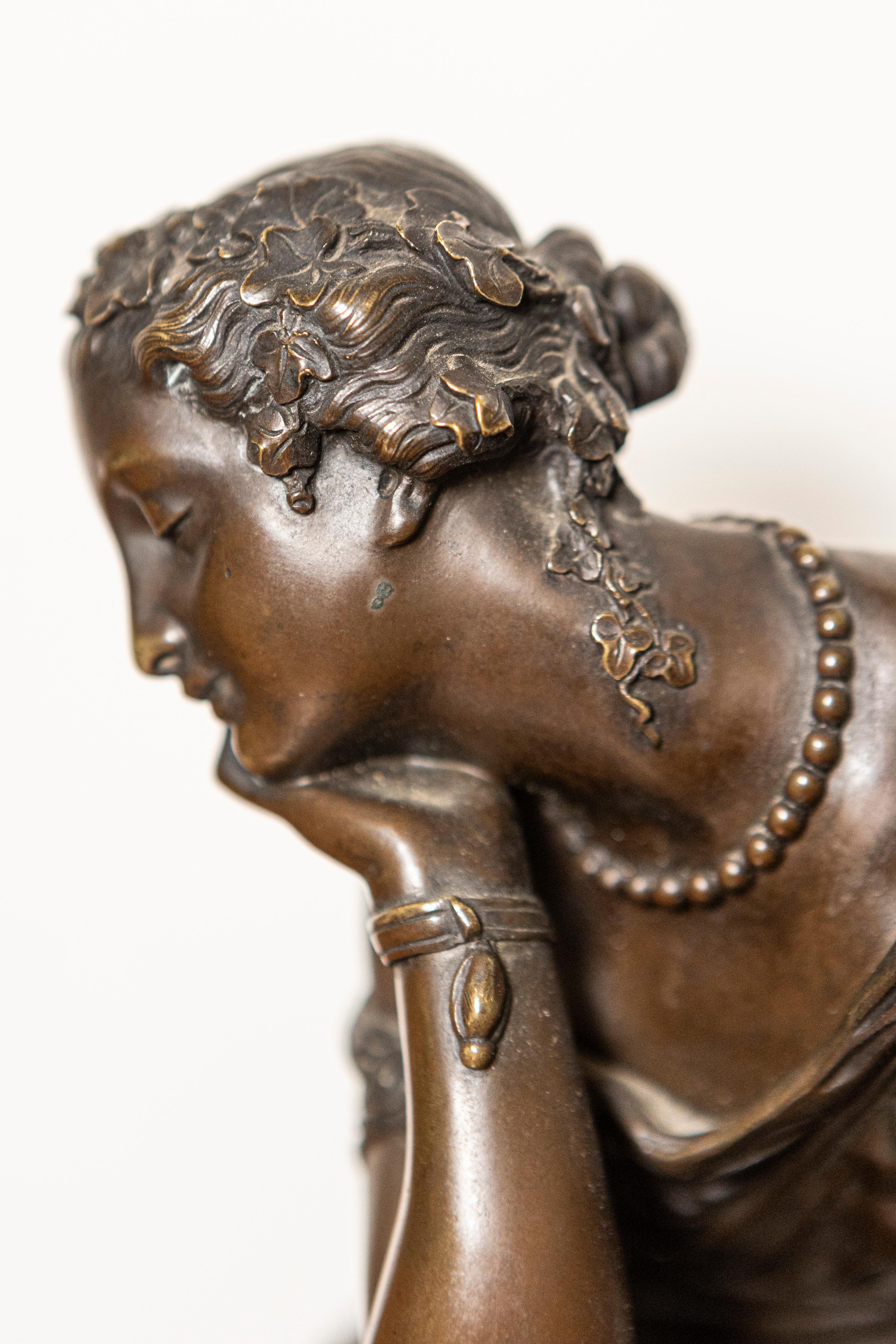 French 19th Century Bronze Sculpture of a Maiden with a Jug by Schoenewerk 5