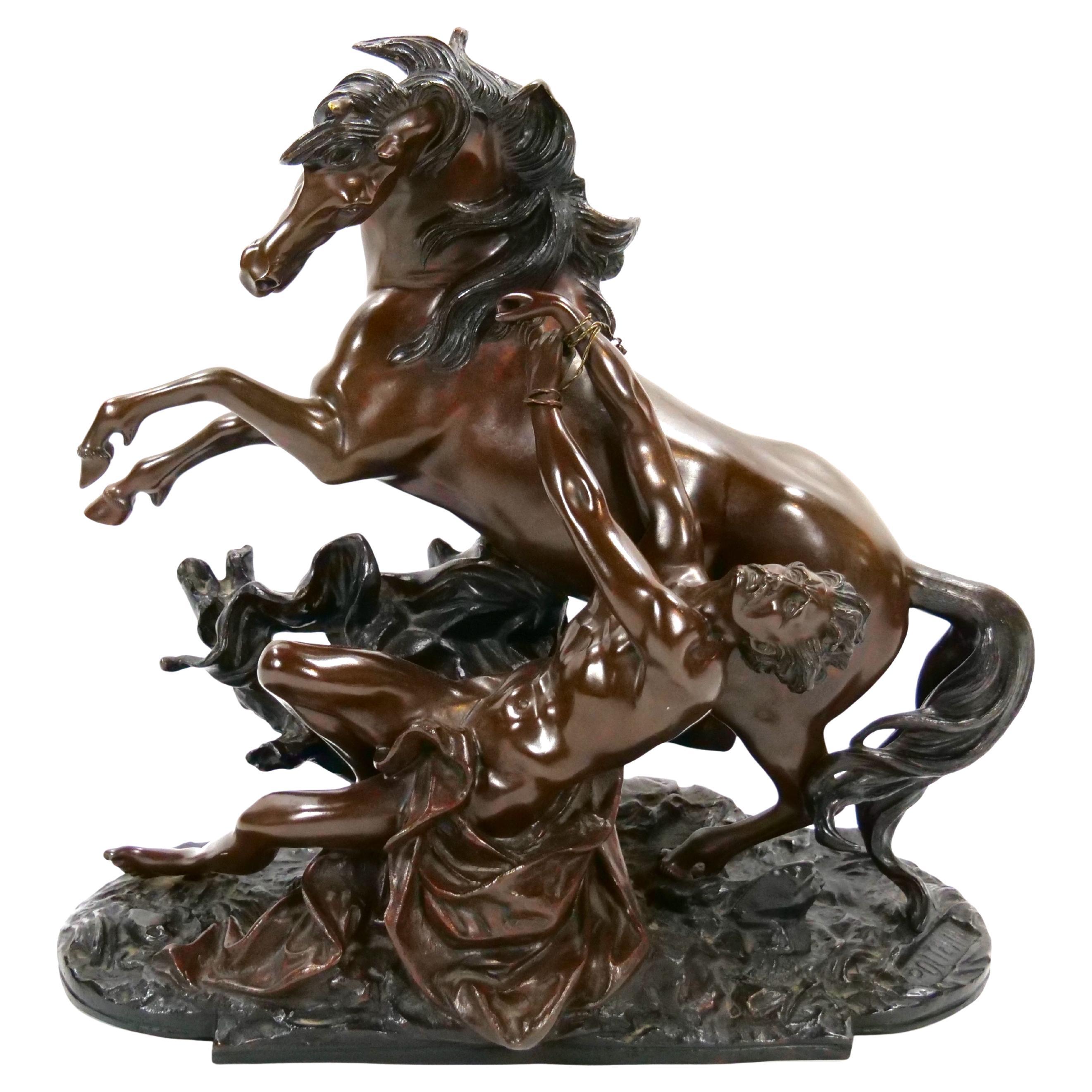Scultura in bronzo francese del XIX secolo raffigurante Ippolito dopo Philippe Poitevin 1831