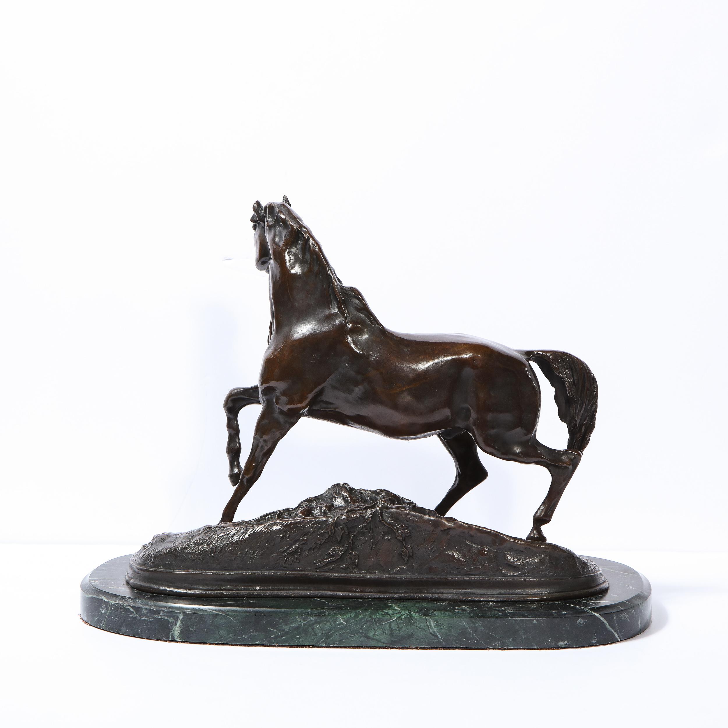 French 19th Century Bronze Stallion Sculpture on Marble Base, Signed P.J. Mêne 3