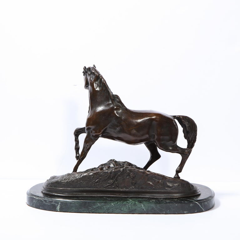 French 19th Century Bronze Stallion Sculpture on Marble Base, Signed P.J. Mêne For Sale 6
