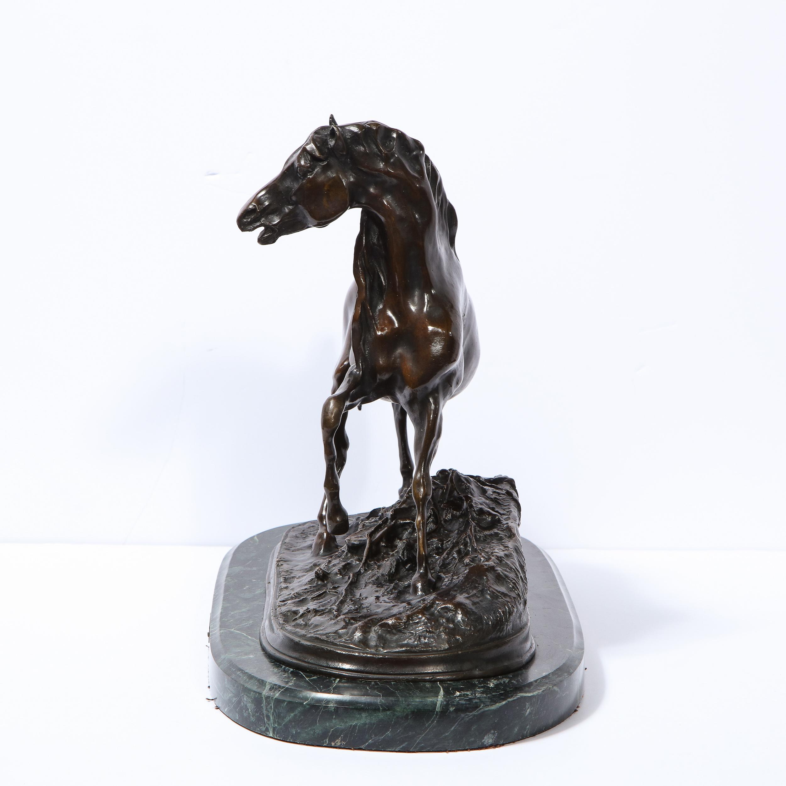 French 19th Century Bronze Stallion Sculpture on Marble Base, Signed P.J. Mêne For Sale 4