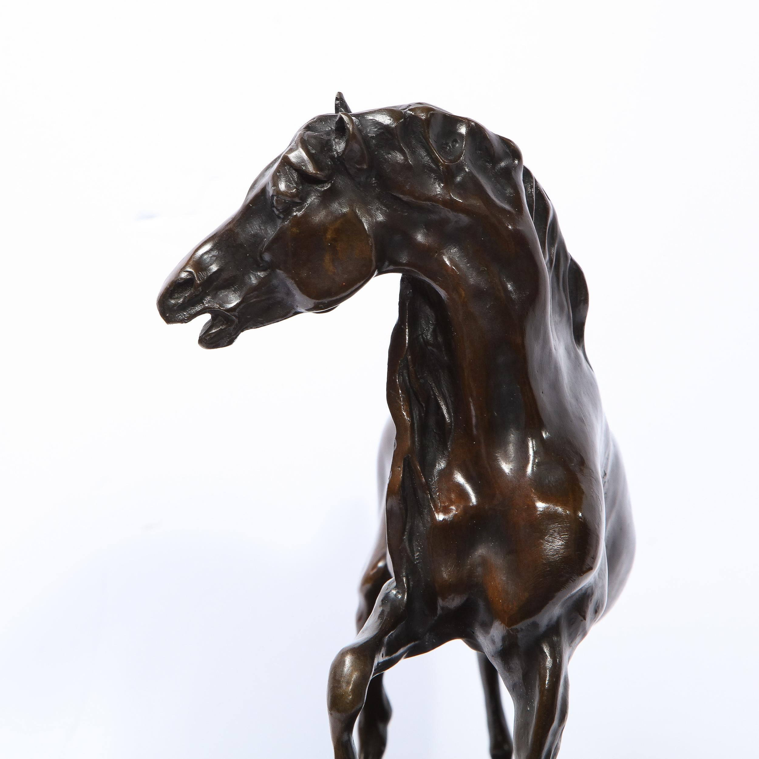 Bronzeskulptur eines Stallions aus dem 19. Jahrhundert auf Marmorsockel, signiert P.J. Mne im Angebot 7
