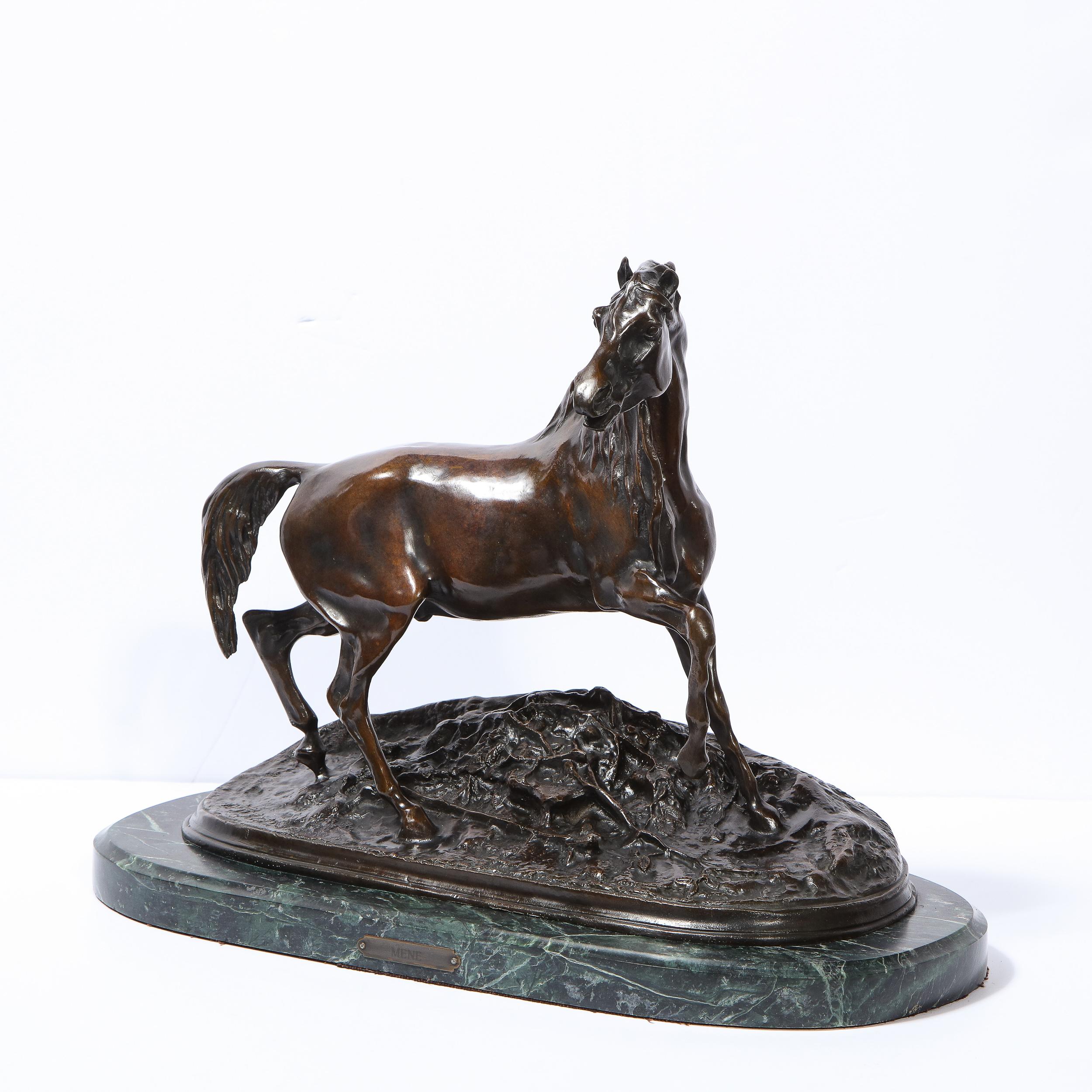 French 19th Century Bronze Stallion Sculpture on Marble Base, Signed P.J. Mêne For Sale 6