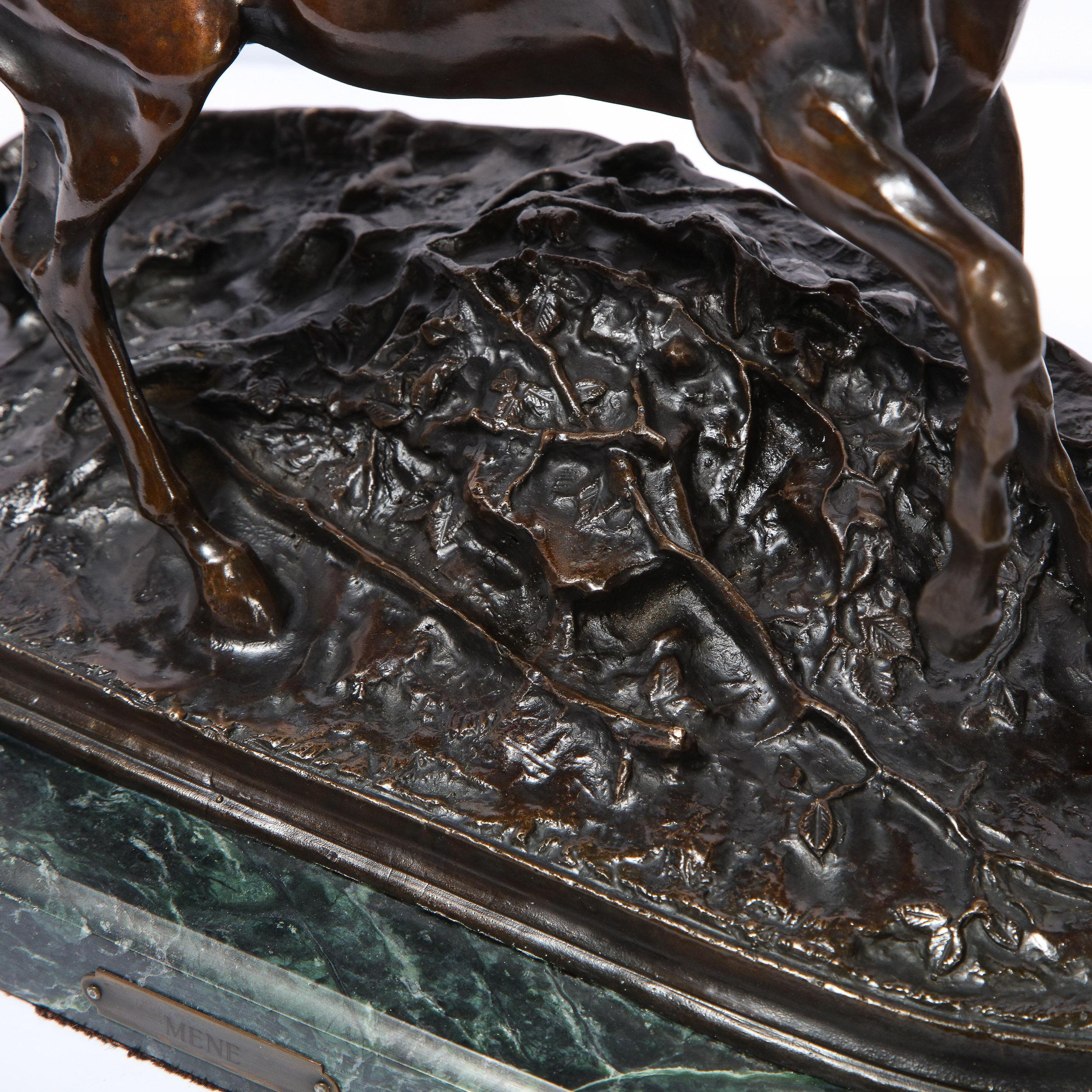 Bronzeskulptur eines Stallions aus dem 19. Jahrhundert auf Marmorsockel, signiert P.J. Mne im Angebot 9