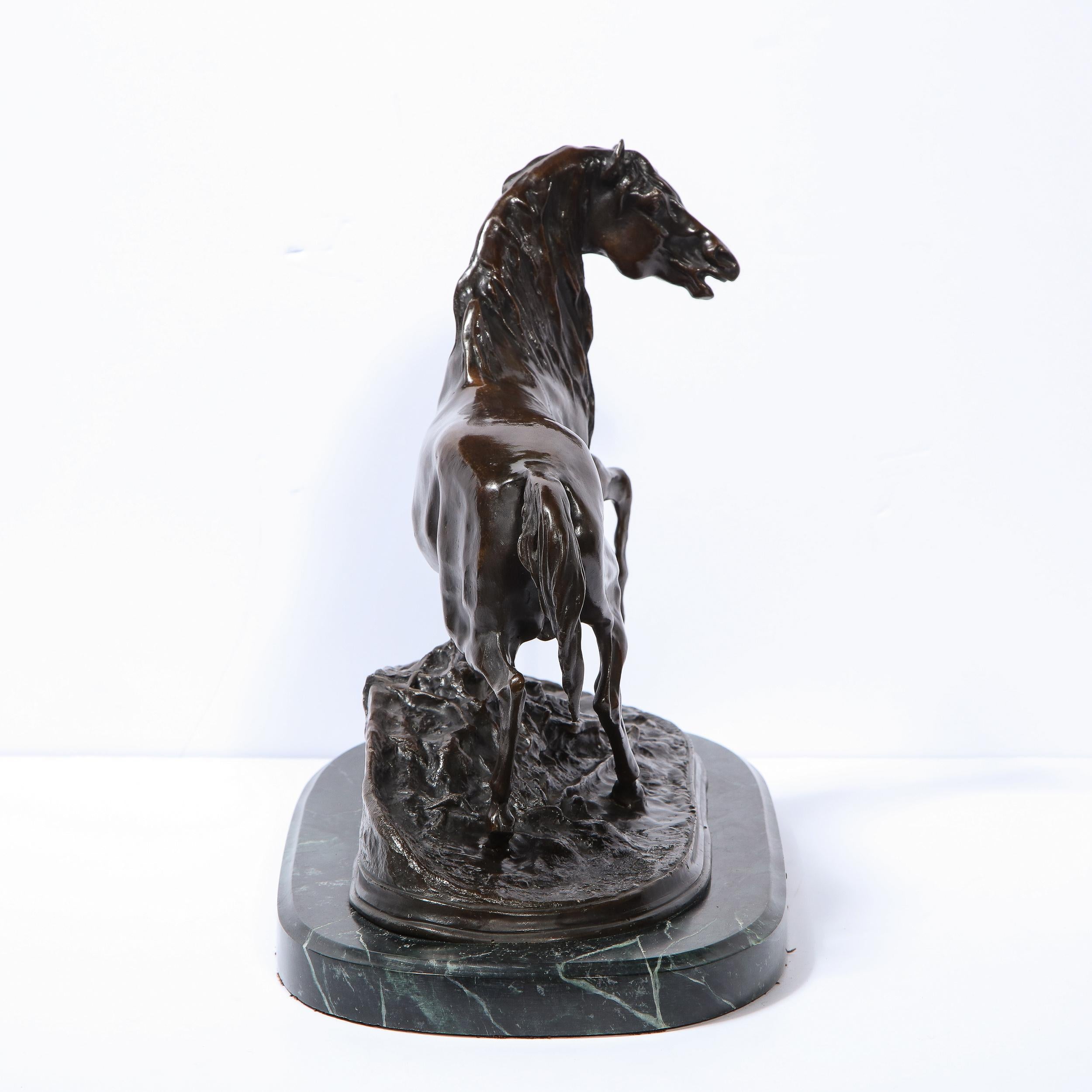 French 19th Century Bronze Stallion Sculpture on Marble Base, Signed P.J. Mêne For Sale 2