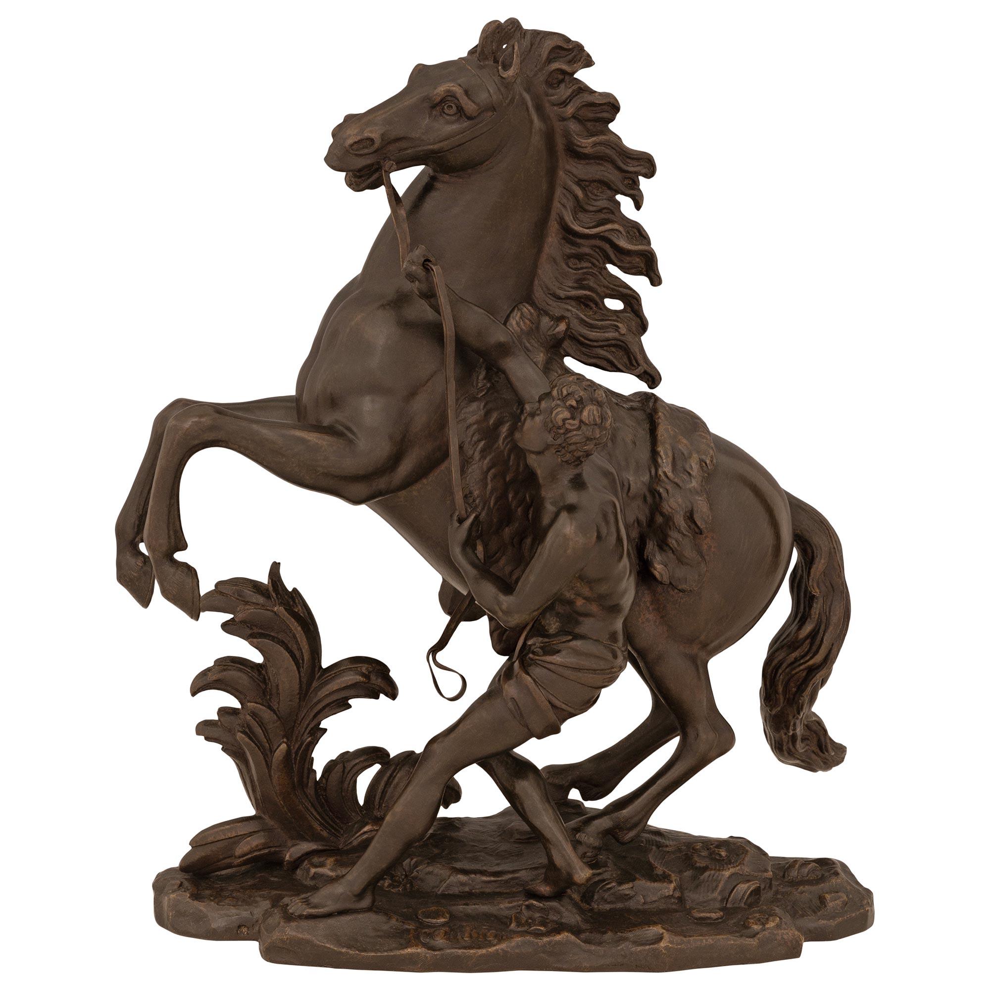 French 19th Century Bronze Statue Of A Horse And Groom For Sale 6