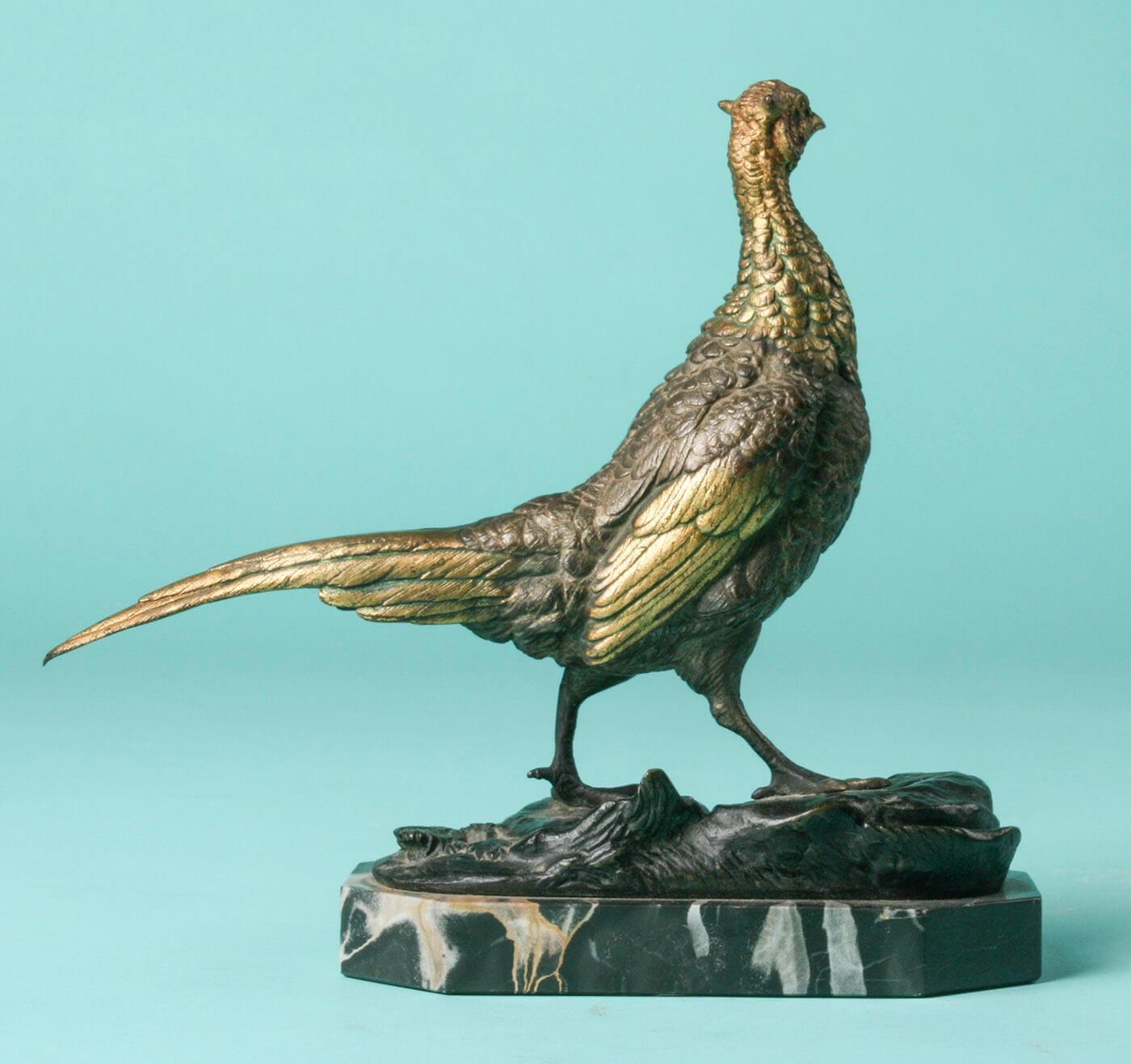 French 19th Century Bronze Statue of a Pheasant by Edouard Delabriere 7