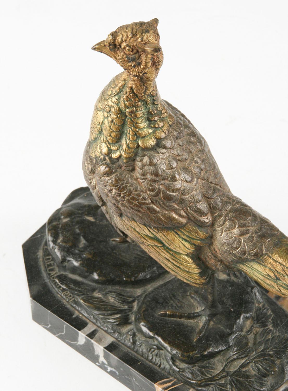 French 19th Century Bronze Statue of a Pheasant by Edouard Delabriere 12