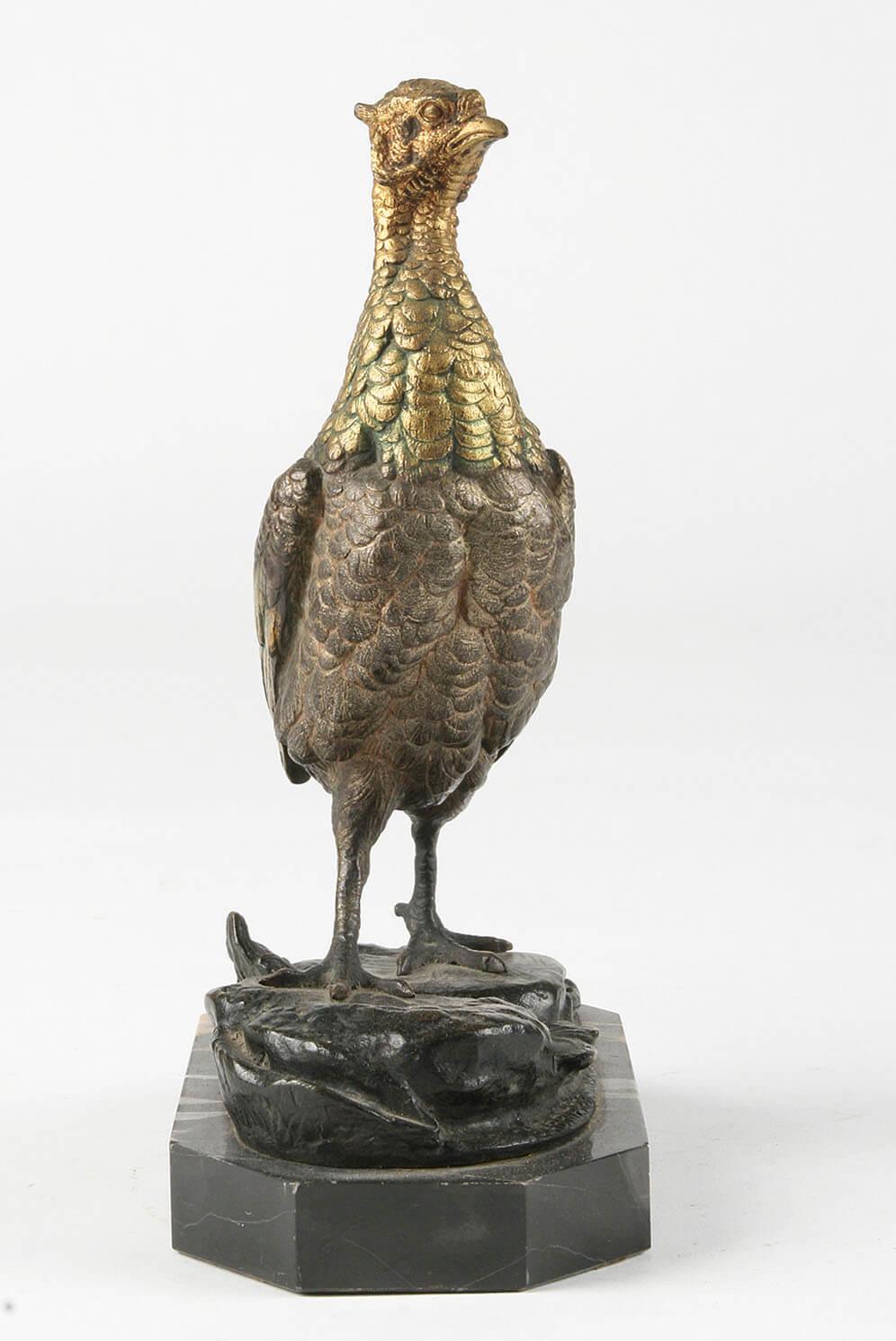 French 19th Century Bronze Statue of a Pheasant by Edouard Delabriere In Good Condition In Casteren, Noord-Brabant