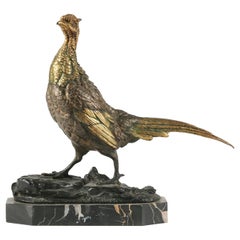 French 19th Century Bronze Statue of a Pheasant by Edouard Delabriere