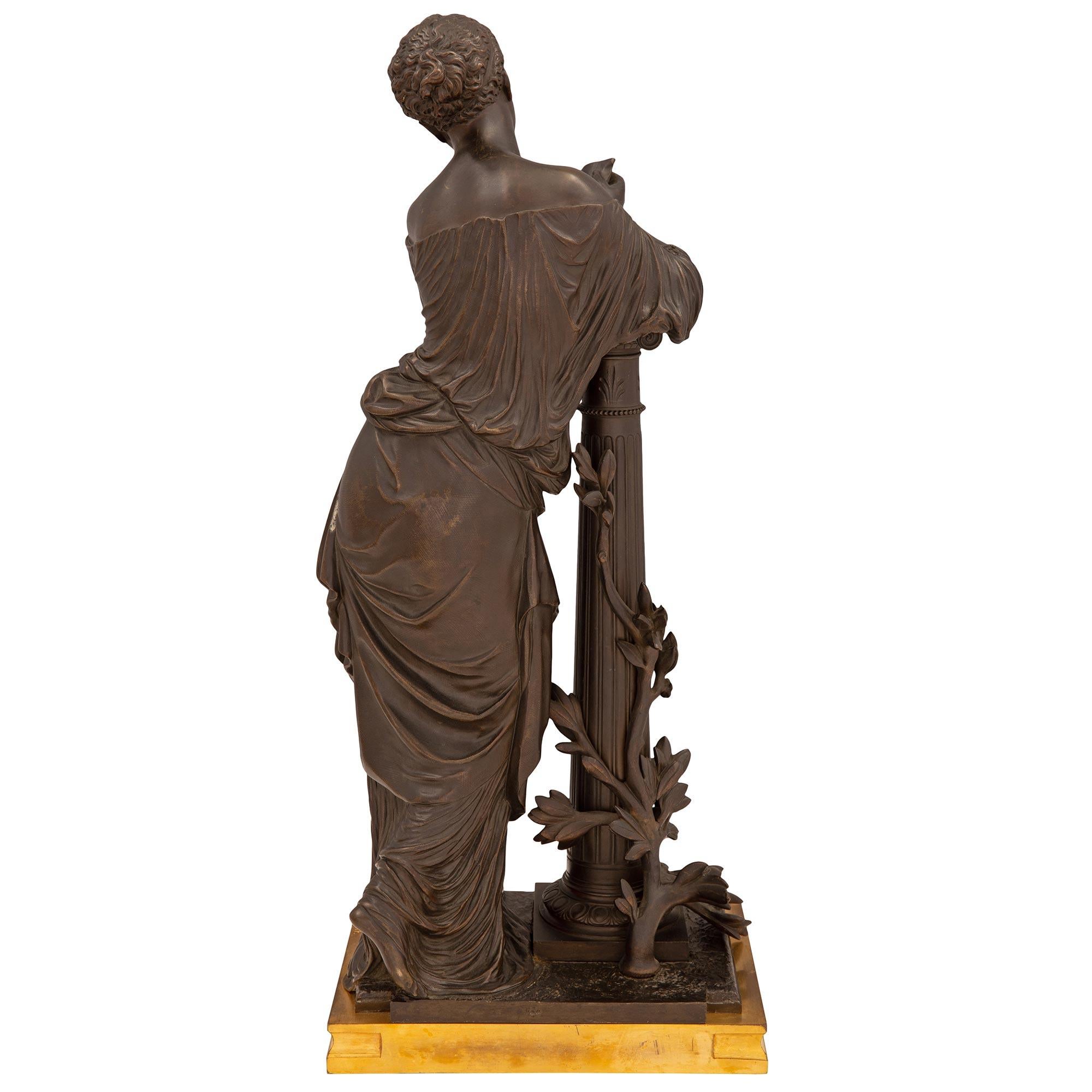 Patinated French 19th Century Bronze Statue, Signed H. Dumaige For Sale