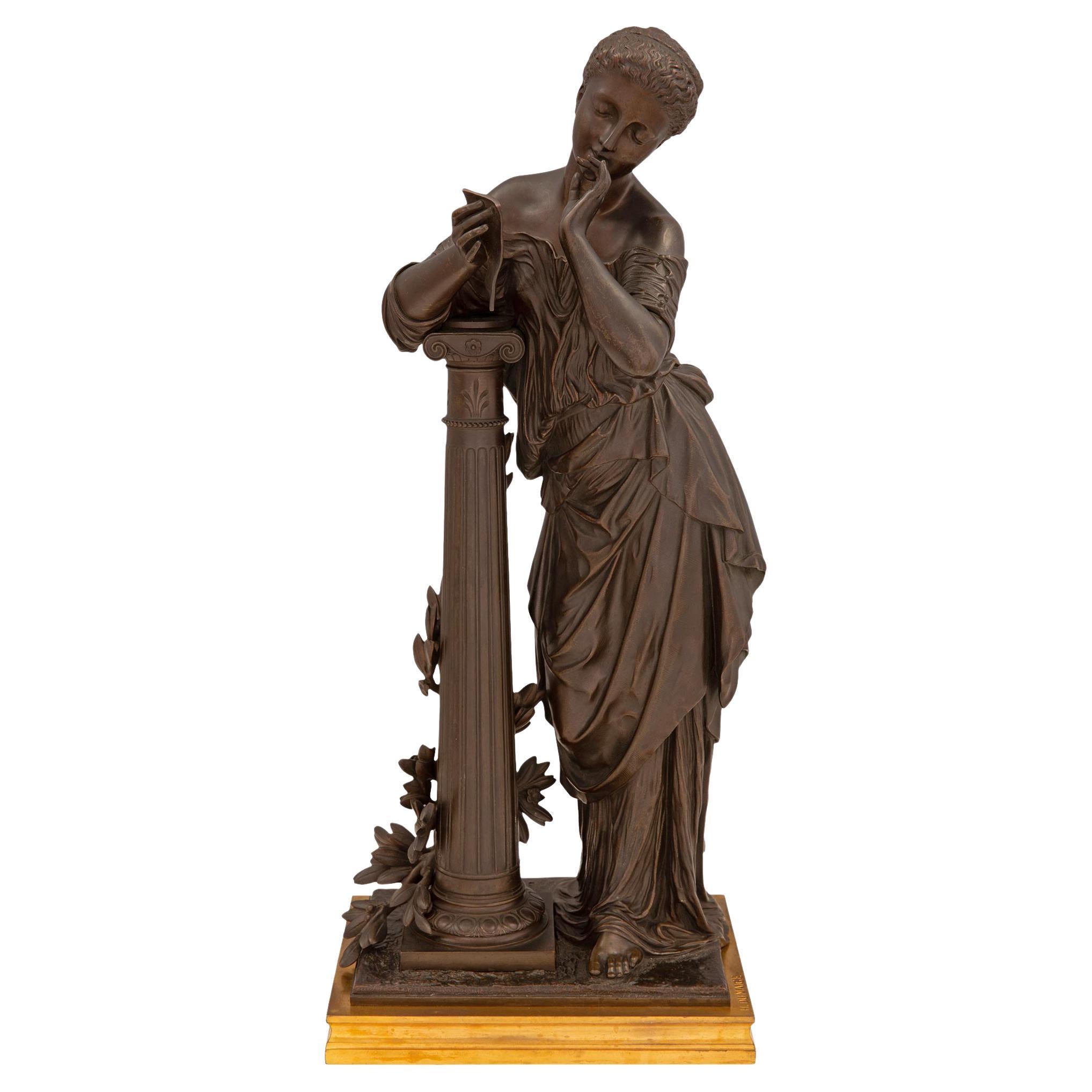 Statue française du 19ème siècle en bronze, signée H. Dumaige