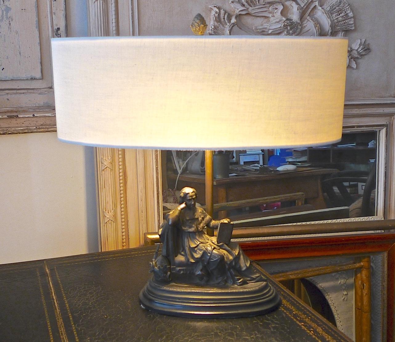 French 19th Century Bronze Statuette Converted to a Desk Lamp 8
