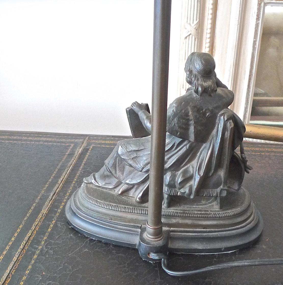 French 19th Century Bronze Statuette Converted to a Desk Lamp 1