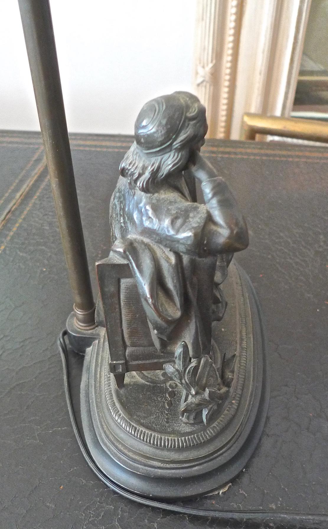 French 19th Century Bronze Statuette Converted to a Desk Lamp 4