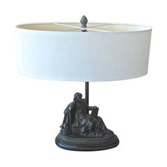 French 19th Century Bronze Statuette Converted to a Desk Lamp
