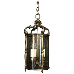 French 19th Century Bronze Triple Light Antique Lantern