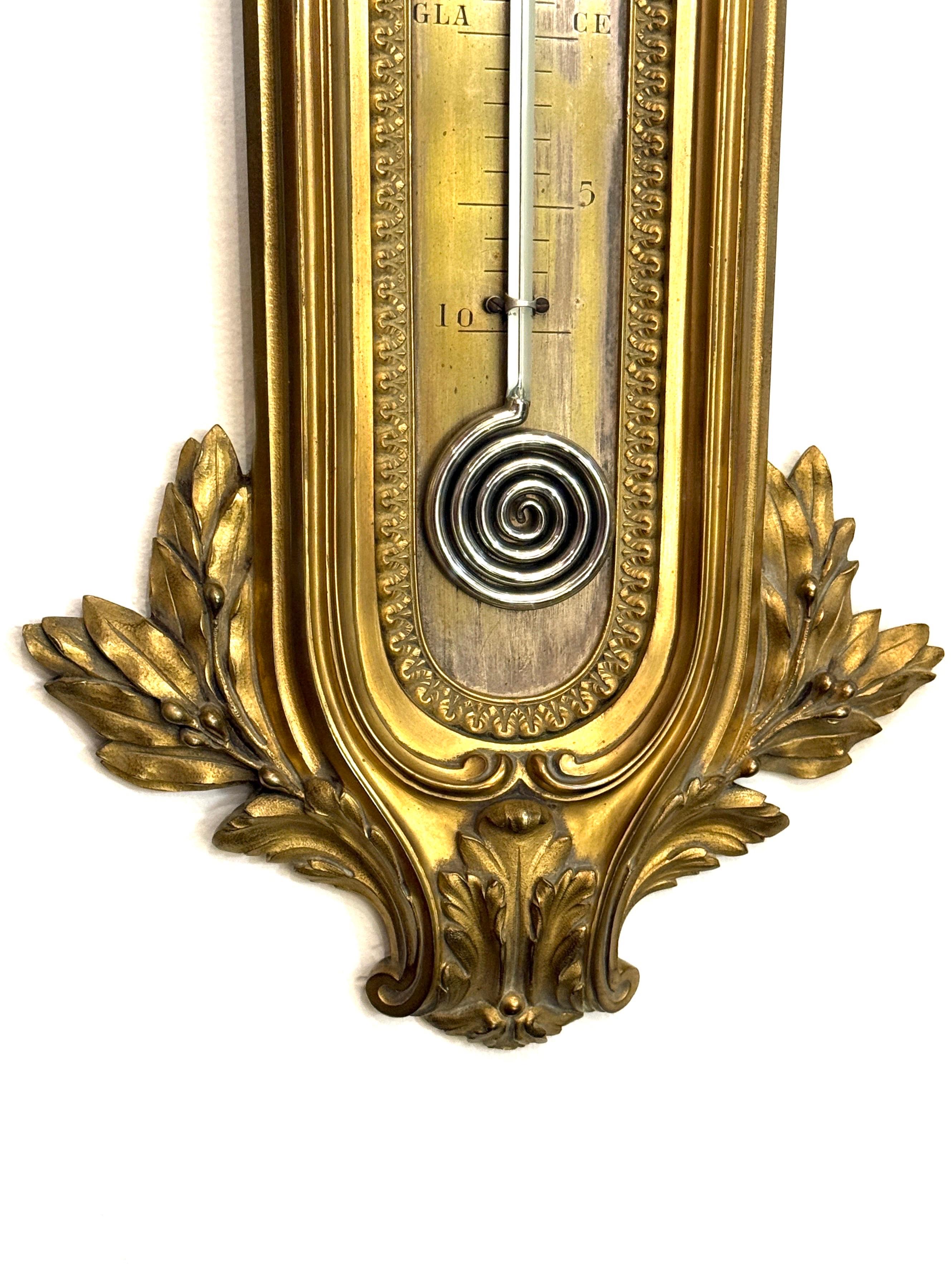 Thermomètre mural en bronze du XIXe siècle attribué à François Linke Bon état - En vente à North Miami, FL
