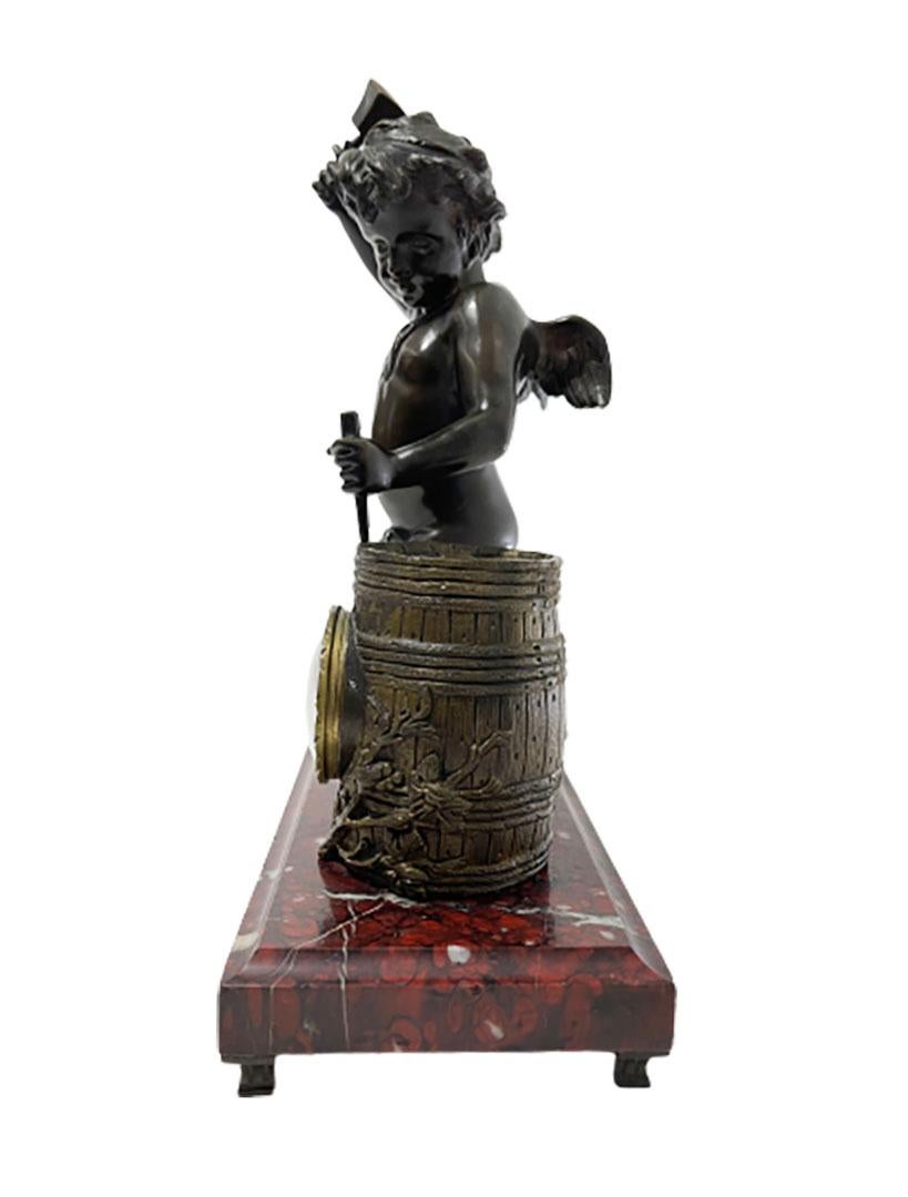 Kaminuhr aus Bronze mit Marmorsockel aus dem 19. Jahrhundert, Pendule im Angebot 6
