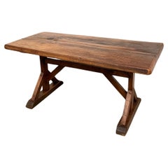Table en chêne brutaliste française du 19e siècle