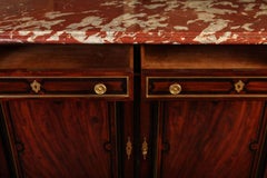 Buffet français du 19ème siècle « Enfilade » avec plateau en marbre Royal Rouge de Languedoc