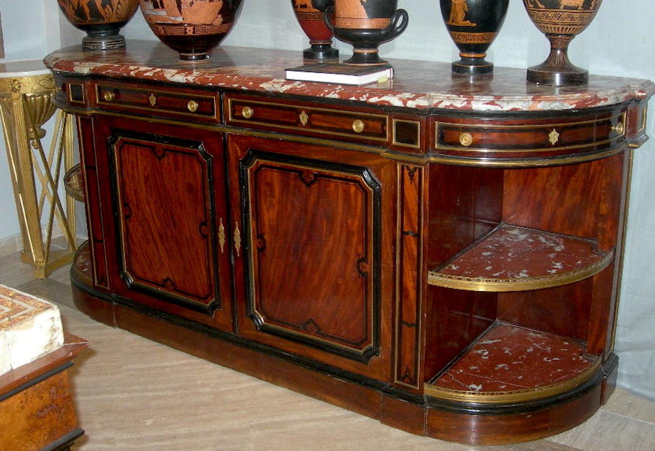 Buffet „Enfilade“ aus dem 19. Jahrhundert mit Marmorplatte, Royal Rouge von Languedoc, Frankreich im Angebot 3