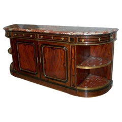 Buffet français du 19ème siècle avec plateau en marbre Royal Rouge de Languedoc